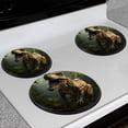 thumbnail image 2 of Bahomeck Electric Stove Burner Covers Set Of 4,Realistic Image Of Angry Tyrannosaurus Rex In The Jungle Metal Gas Stove Burner Covers,Protecting Gas Stoves,8 Inch And 10 Inch, 2 of 2