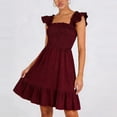 thumbnail image 2 of Sentmoon Jolies Robes d'Été pour Femmes Grande Taille Robe de Soirée 2026 Couleur Unie Sans Manches Encolure Carrée à Volants Coupe Régulière Robes Soleil pour Sortie Nocturne et Boîte de Nuit P-TG, 2 of 7