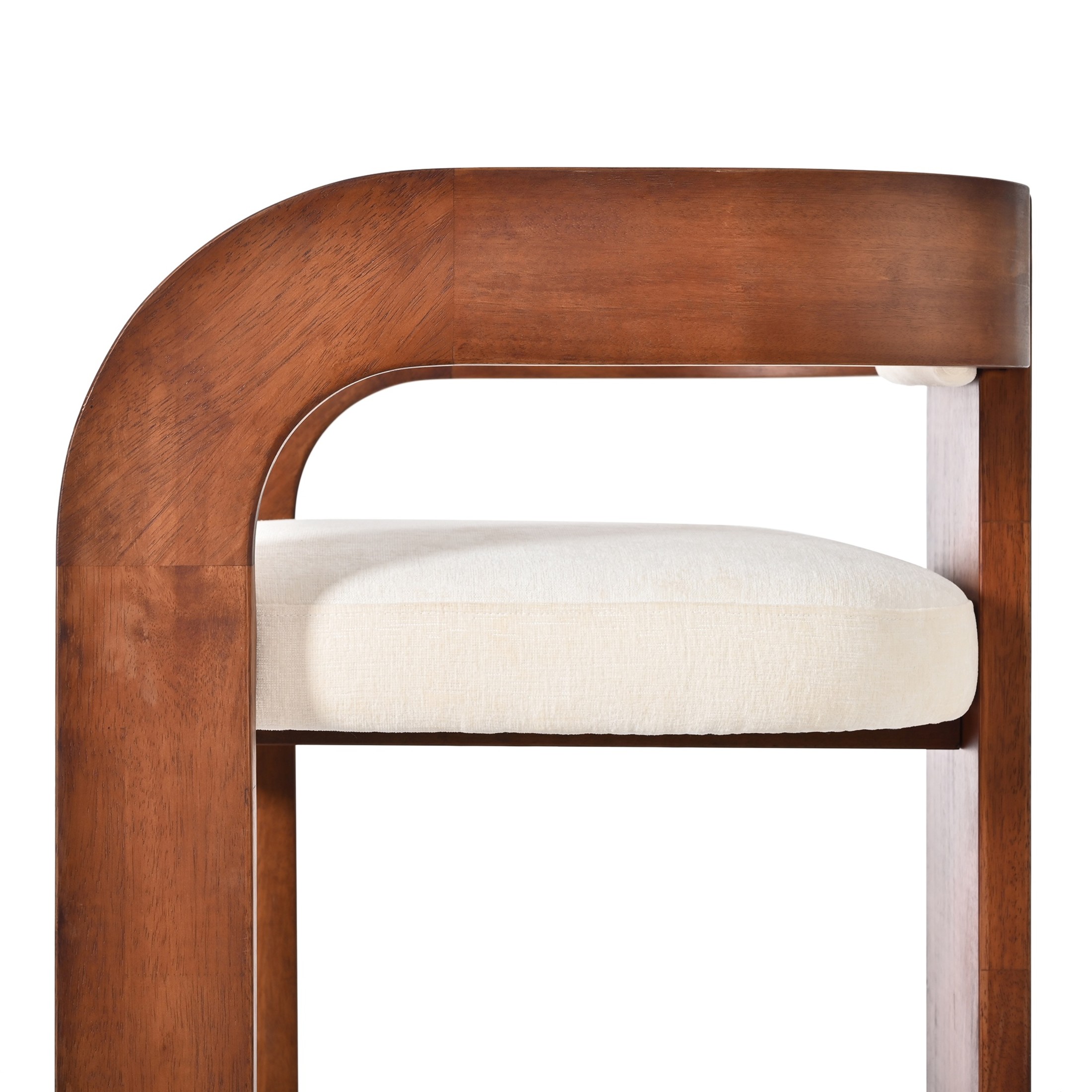 Christopher Knight Home Modern Wood Curved Counter Stools with Beige Upholstery, Dark Brown, Set of 4