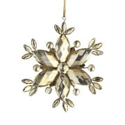 6" Gold and Silver Vintage Rustic Faceted Jewel Snowflake Christmas Ornament