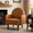 Orange, variant on Resenkose Vintage Inspired Shell Design Leather Armchair, Sturdy Wood Legs Accent Chair for Living Room, Bedroom, Study, Orange