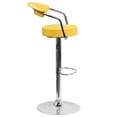 thumbnail image 2 of Contemporary Yellow Vinyl Adjustable Height Barstool with Arms and Chrome Base, 2 of 6