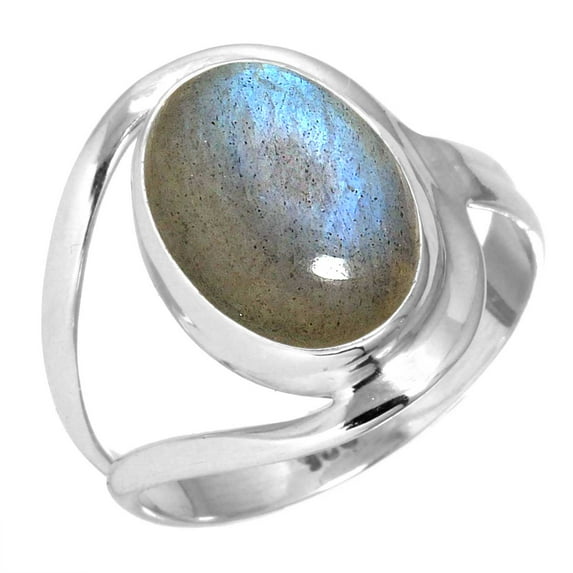 925 Silver Ring For Women - Men Gray Genuine Labradorite Stone Silver Ring Size 9 November Birthstone Elegant Silver Ring Size 9 Gift For Girl Friend On Engagement 925 Gemstone Silver Jewelry