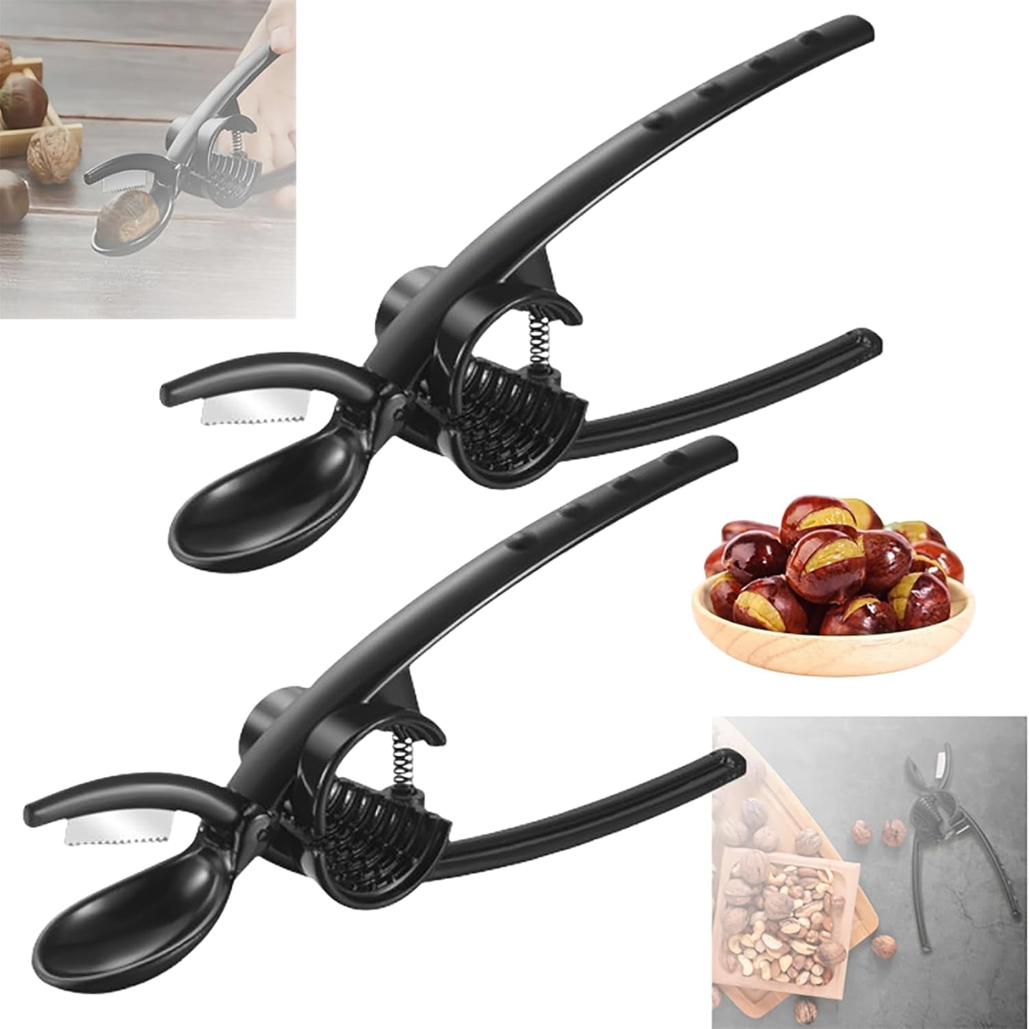 Schiaccianoci Professionale In Legno E Acciaio Inox, Multiuso Con Contenitore Antischizzo, Regolabile Per Noci, Nocciole, Mandorle