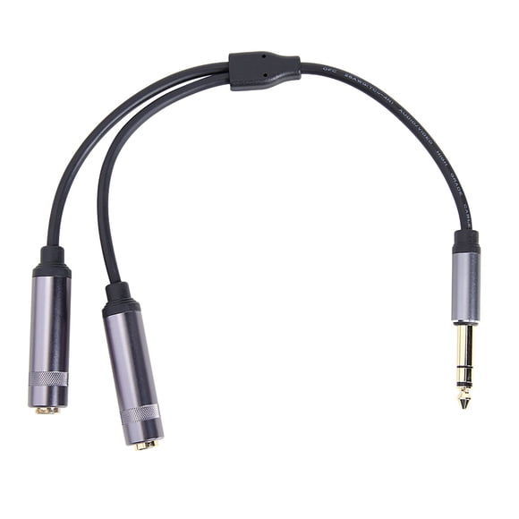 Adaptador de audio estéreo con divisor en Y de 6,35 mm macho a 2 x 6,35 mm hembra, doble cable amplificador de 6,5 mm para altavoces