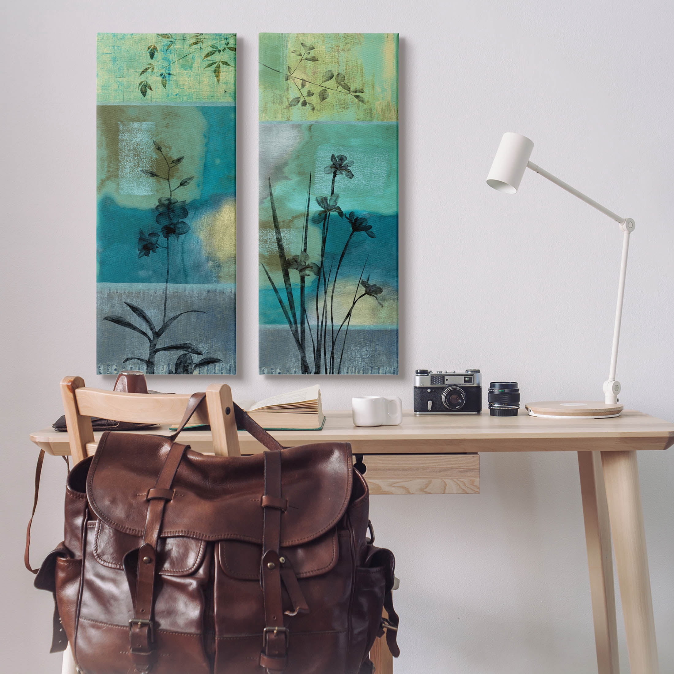Contemporary Blooming Orchid Sprouts Botanical & Floral Graphic Art Gallery Wrapped Canvas Print Wall Art, Set of 2
