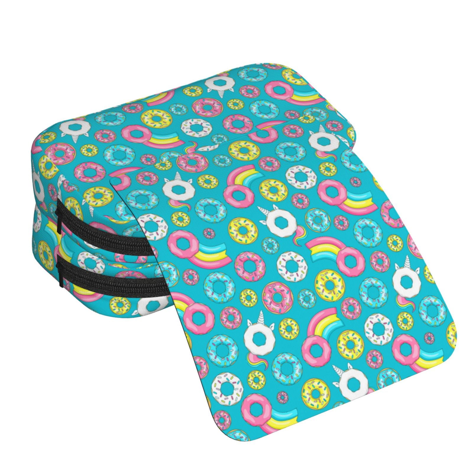 Rateoe Donut Pattern Double Clamshell Pen Case, Storage Organizer with Two Zipper Compartments– Holds Up to 50 Pencils & Pens