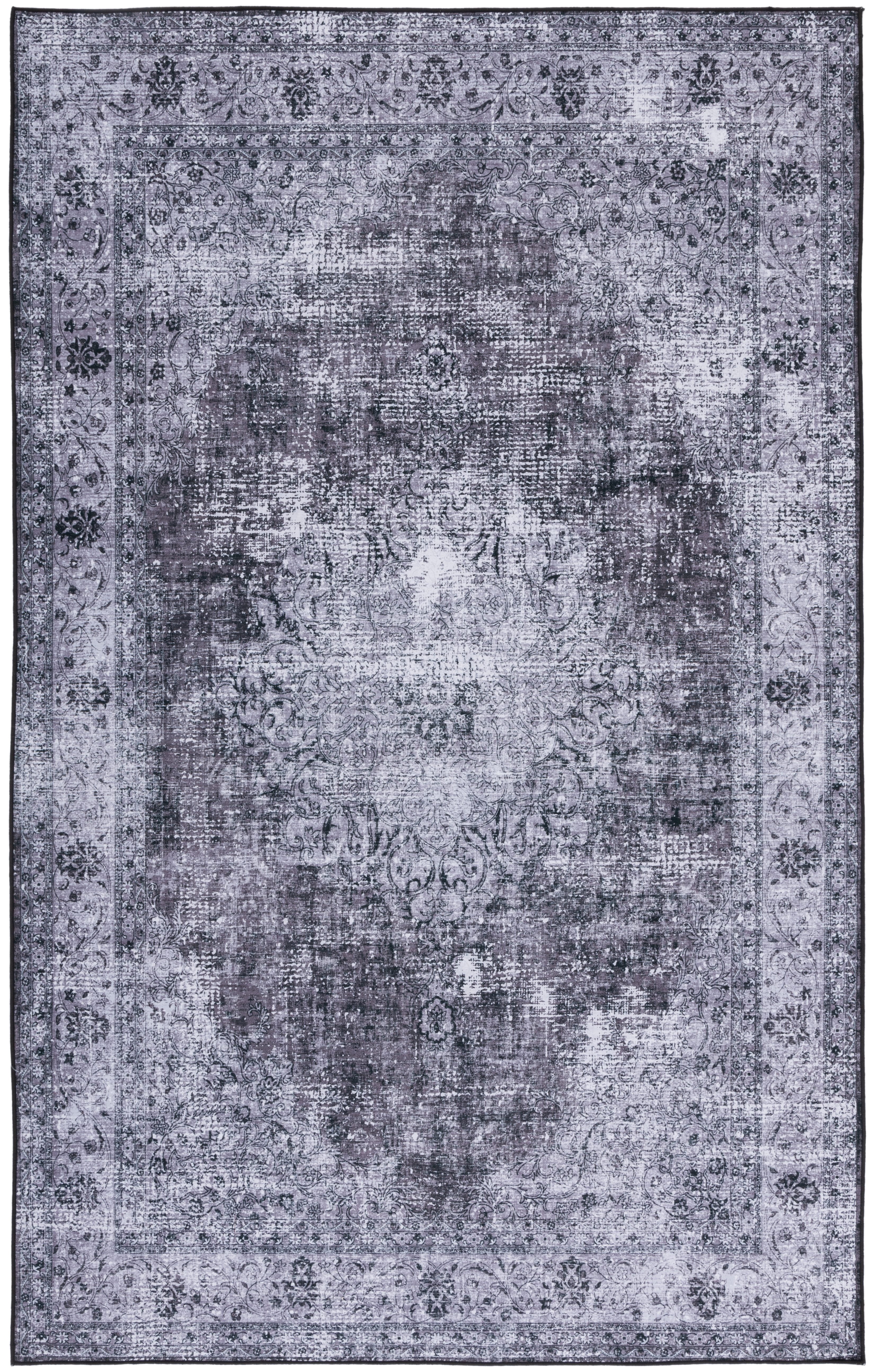 SAFAVIEH Tucson Donovan Traditional Machine Washable Area Rug, 3' x 5', Black/Grey