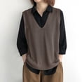 thumbnail image 6 of Womens Loose Sweater Vest Hollow Crochet V Neck Pullover Tank Tops Light Weight Sleeveless Casual Knitted Vest Khaki, Free Size, 6 of 6