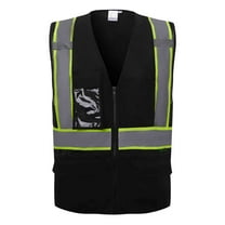 3C Products Non-ANSI/ISEA 107-2015 Class 2 Black Ultra Soft Mesh Surveyor Safety Vest w/ Multi-Pockets, Mic Tabs and Pen Holder - SV2550-XL