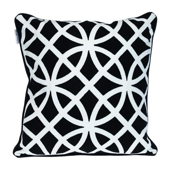 18 x 18 in. Black 100 Percent Cotton Geometric Zippered Pillow