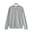 thumbnail image 4 of hotojiny Women's Long Sleeve Crewneck Sweatshirts Solid Color Casual Loose Lightweight Pullover Fall Clothes for Women 2056 Womens Clothes, 4 of 4