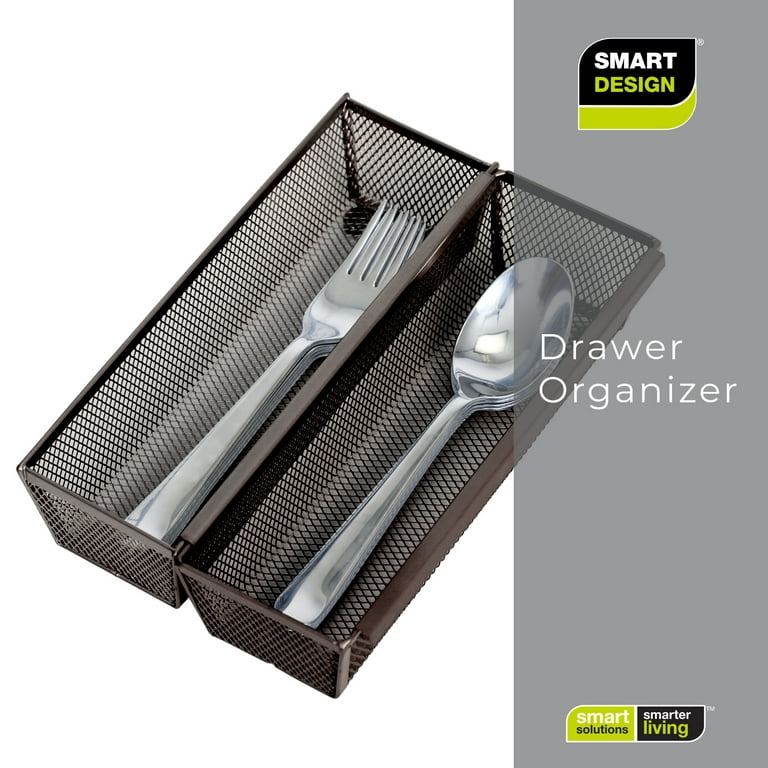 Smart Design 3 Compartment Drawer Organizer - Steel Metal Mesh Tray - Makeup Tra