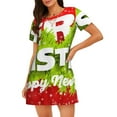 thumbnail image 1 of Fotbe Merry Christmas Bata de Dormir para Mujer con Estampado, Camisón de Algodón de Manga Corta, Ropa de Dormir Casual, 1 of 6