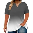 thumbnail image 2 of Women’s Gradient Tops Plus Size V Neck T Shirts Going Out Summer Tops For Women Casual Tunic Blouse Size L-5XL (2XL, Black), 2 of 5