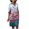thumbnail image 2 of Robes pour Femmes 2024 Été Surdimensionnée Décontractée Ample Coton Lin Manches Courtes Col Rond Robe Manches Courtes Col Rond Robe Rabais de 50 % Liquidation!, 2 of 5
