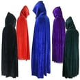 thumbnail image 6 of Adult Halloween Velvet Cloak Hooded Medieval Costume Witch Vampire Halloween Costume Dress Coats, 6 of 7