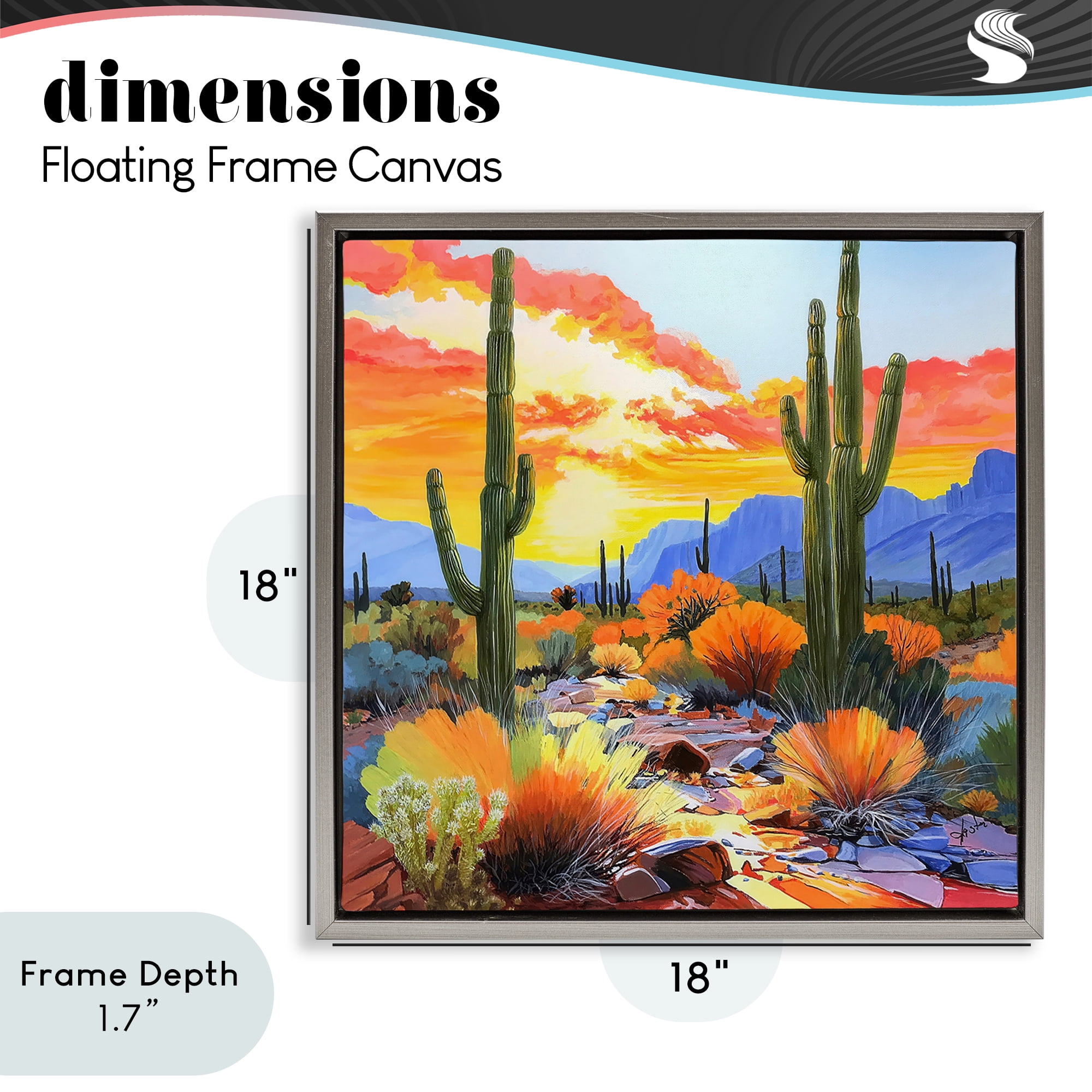 Stupell Industries Desert Splendor Cacti Gray Framed Floater Canvas Wall Art, design by John Jaster