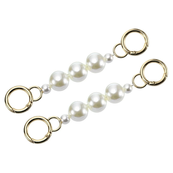 Uxcell 2Pack 15cm/5.9" Pearl Purse Chain Strap Extender for Handbag, Gold/White Pearl