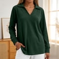 thumbnail image 4 of larppty Womens Polo Shirts Long Sleeve Tops Business Casual Tops Collared V Neck Blouses (Green, XXL), 4 of 9