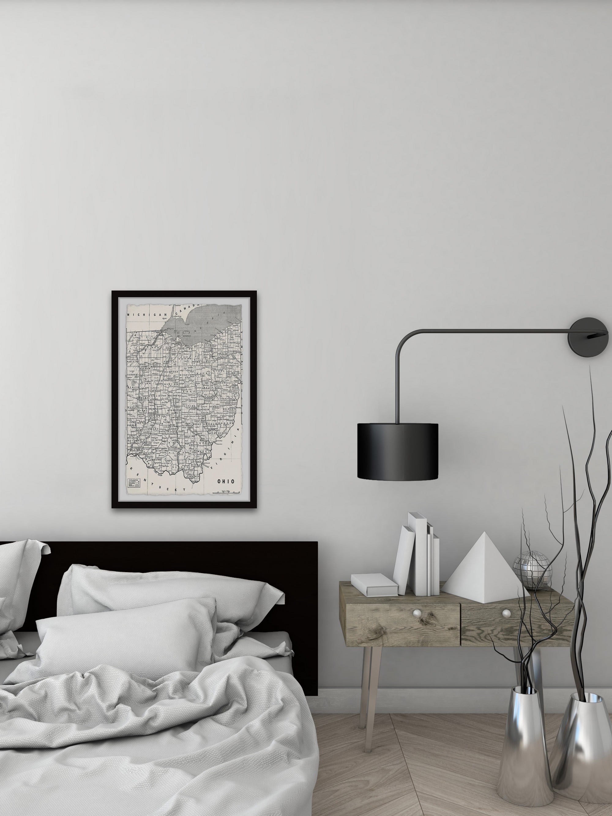 Marmont Hill Map of Ohio Counties Framed Wall Art, 1.50" x 8.00"
