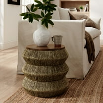 Modway Maris Seagrass and Wood End Table in Walnut Natural by Modway