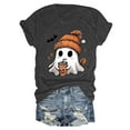thumbnail image 4 of CAUYDY T Shirt Women Funny Halloween Spider Bat Graphic Tee Casual Letter Print Fall Pumpkin Tops(Z02-Grey,XXL), 4 of 5