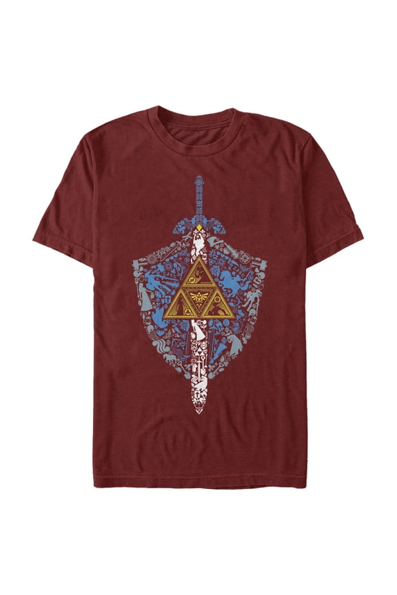 Men's Nintendo Legend of Zelda Hidden Pattern Graphic Tee Cardinal Large