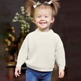 thumbnail image 2 of AHTJRT Crewneck Sweater for Kids Boys Girls Long Sleeve Stretchy Chunky Pullover Solid Color Lightweight Breathable Sweaters Khaki 1-2 Years, 2 of 7