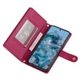 thumbnail image 5 of for Google Pixel 7a Case with Card Holder, Retro Premium PU Leather Shoulder Wrist Strap Zipper Kickstand Flip Cover Women Girl Wallet Phone Case for Google Pixel 7a, Red, 5 of 9