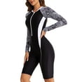 thumbnail image 4 of Qeaghou Womens Swimsuits One Piece Long Sleeve Rash Guard Knee High Bathing Suits Swimsuit Fashion Surfing Athletic Swimwear, 4 of 7