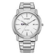 Men's Citizen Watch  Silver Niagara Purple Eagles Eco-Drive White Dial Stainless Steel Watch