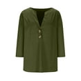 thumbnail image 3 of Fancifize Womens 3/4 Sleeve Shirts Button V Neck Pullover Tops Casual Loose Blouses Lightweight Fall Winter Outfits Clothes, 3 of 5