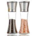 thumbnail image 1 of Stainless Steel Salt and Pepper Grinder, Non-Corrosive Ceramic Rotor, Clear Glass Refillable, Included Stand, Mess-Free for Kitchen (8oz), 1 of 6