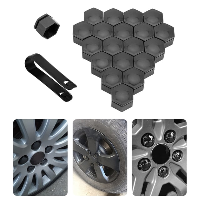 20Pcs Car Wheel Nut Caps Auto Hub Screw Cover Thread Design Dust-Proof Bolt Rims Exterior Decoration High Fixation with a Clip 21mm Gary