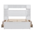 thumbnail image 2 of Wooden Queen Size Platform Bed with All-in-One Cabinet and Shelf, Modern Platform Bed with 4 Drawers, 10 Shelves and 4 Cabinets, No Box Spring Needed, White, 2 of 7