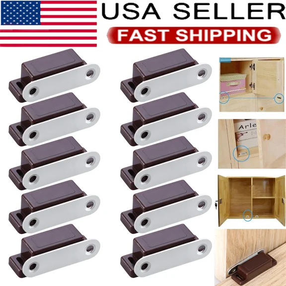 10 Pcs Magnetic Cabinet Door Latch Closures Kitchen Cabinet Cupboard Catch Brown