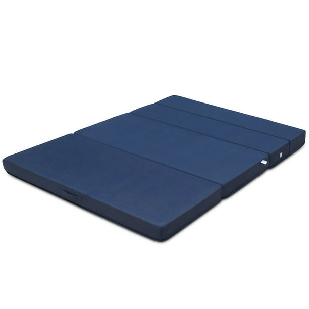 Queen Size 4'' Quart -Fold Foam Folding Mattress Futon Sleepover Sofa