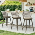 thumbnail image 5 of Dycanpo 26'' Swivel Bar Stools Set of 3, Counter Height Stools with Woven Backrest & Footrest, Beige, 5 of 7