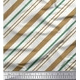 thumbnail image 1 of Soimoi Green Rayon Fabric Diagonal Stripe Print Fabric by the Yard 42 Inch Wide, 1 of 5