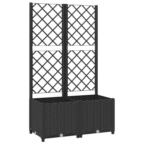 Jardinera VidaXL con enrejado de polipropileno negro, 80 x 40 x 135 cm