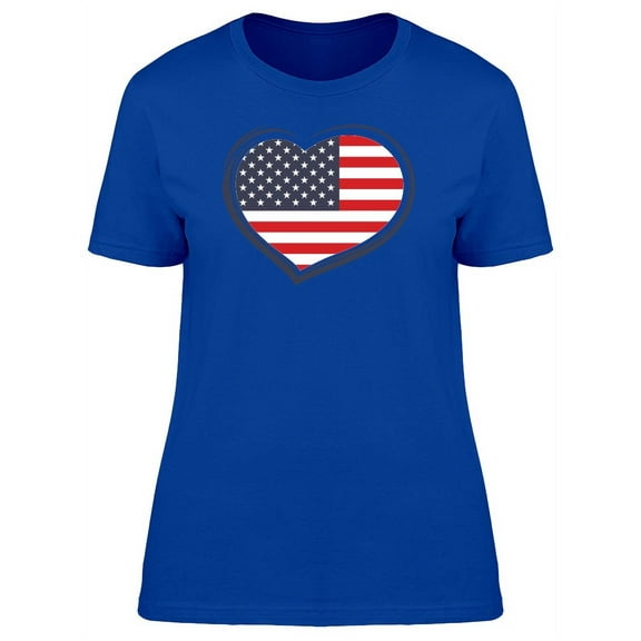 Cool Usa Heart Flag Doodle T-Shirt Women -Image by Shutterstock, Female Large