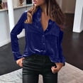 thumbnail image 5 of DuoJiaJ Womens Winter Velvet Long Sleeve Button Down Casual Tops Shirts Blue XXL, 5 of 5