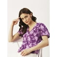 thumbnail image 5 of DressBerry Women’s Printed Poly Crepe Top Buttoned Front V Neck Short Sleeves Waist Length Regular Wear Light Weighted Casual Summer Shirt, 5 of 7