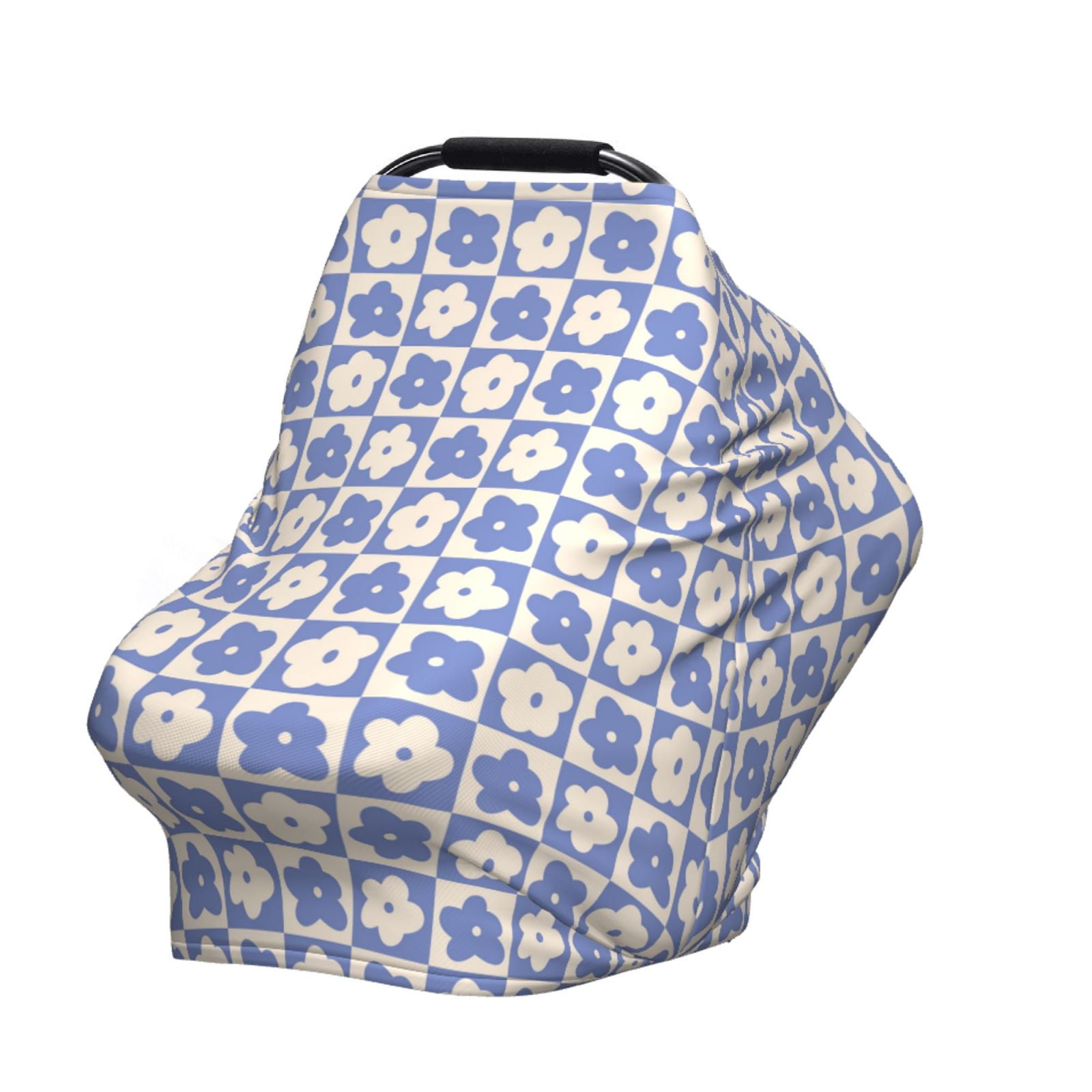 Fotbe Plaid Flowers Pattern Car Seat Covers for Babies, Nursing Breastfeeding Cover Infant Carseat Canopy, Soft Stretchy Carrier Cover