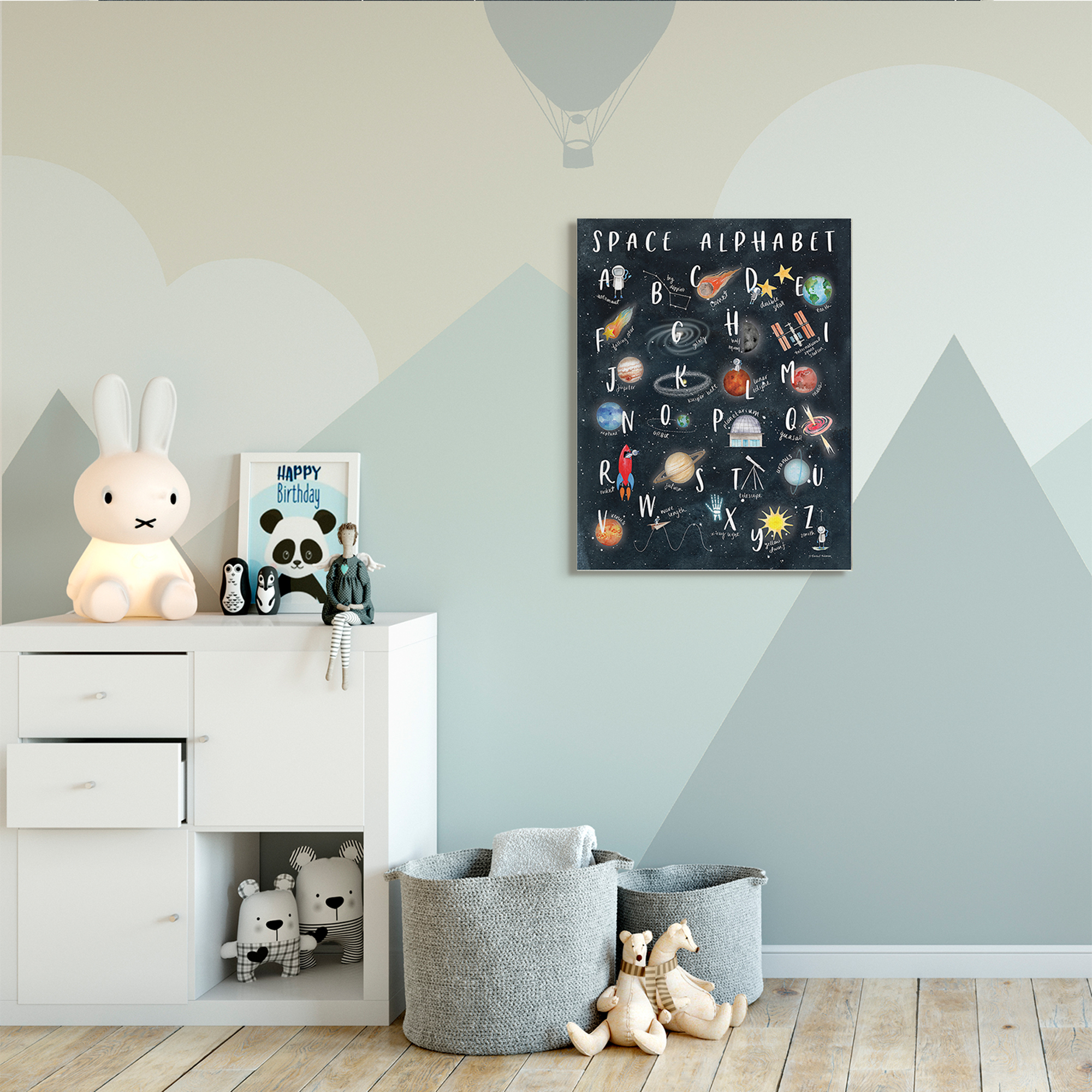 Stupell Industries Space Alphabet Playful Big Dipper Earth Galaxy,30 x 40,Designed by Rachel Nieman
