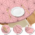 thumbnail image 4 of Pink Geometric Lattice Pattern Round Fitted Tablecloth with Elastic Edge,Dining Table Cover Waterproof,Outdoor Round Tablecloth for Camping,Dining,Indoor and Outdoor, 4 of 7