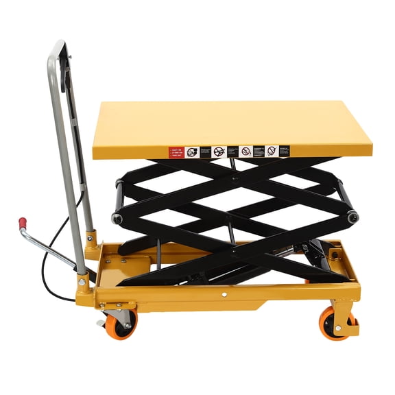 770LBS Hydraulic Lift Table Cart, 51" Lifting Height Hydraulic Material Lift Pallet Truck with 4 Locking Wheels for Material Handling and Transportation (770LBS)
