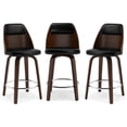 thumbnail image 7 of 26" Swivel Counter Height Bar Stools Set of 3 with Backs, Mid Century for Kitchen Island, Black, 7 of 7