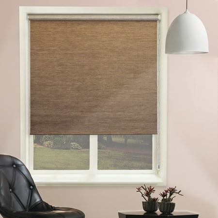 Chicology Continuous Loop Beaded Chain Roller Shade, Lattice - Natural Woven, Privacy - Lattice Latte, 35